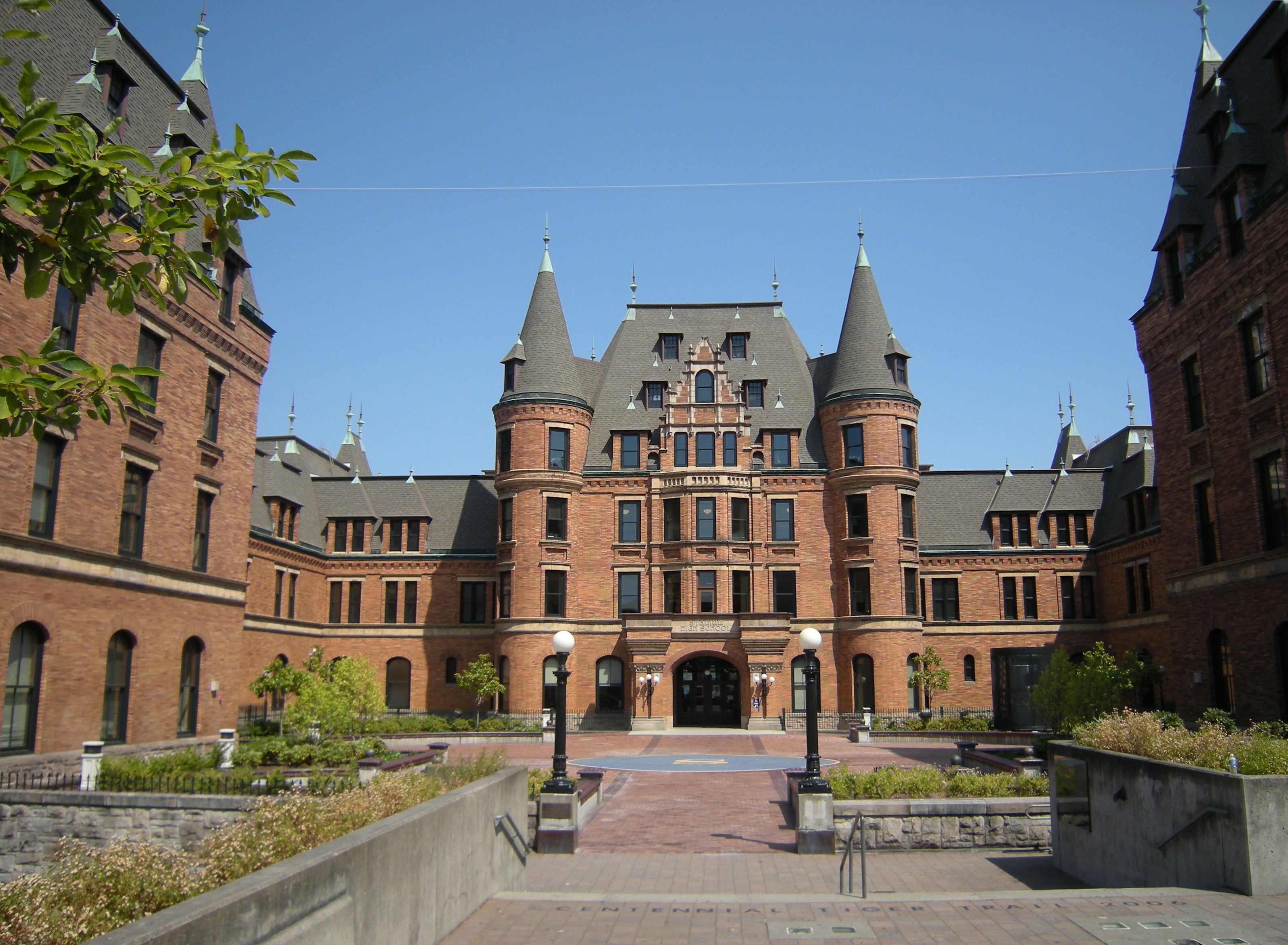Stadium High School in Tacoma, photographed from the courtyard